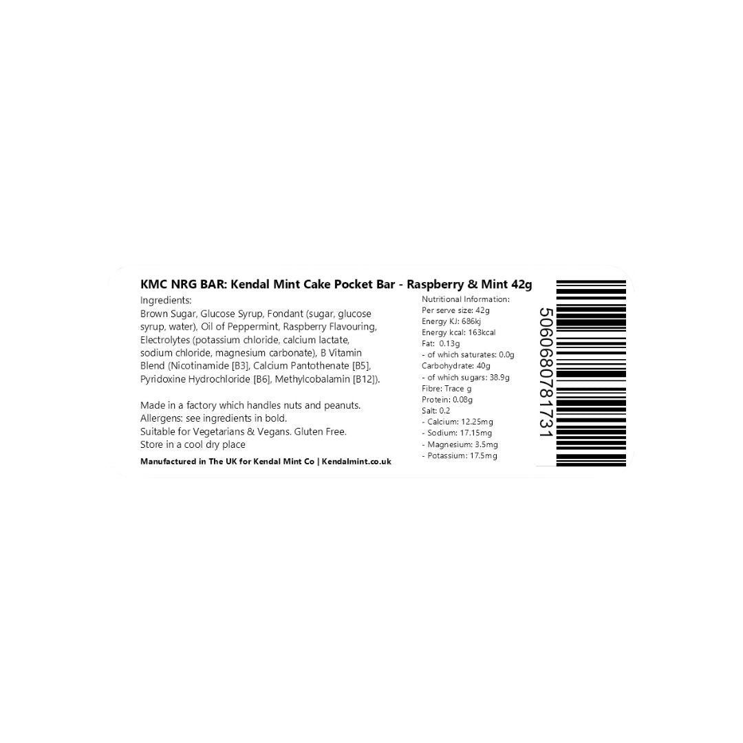 KMC NRG BAR Kendal Mint Cake Pocket Energy Bar - Raspberry & Mint