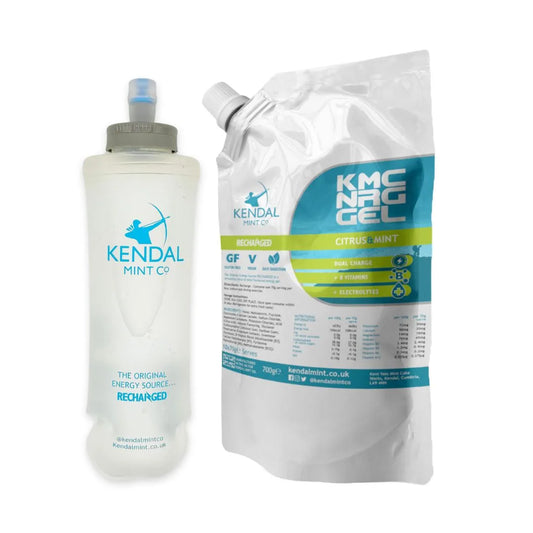 KMC NRG GEL Nachfüllbeutel & 500ml Flasche Set: Zitrus & Minze