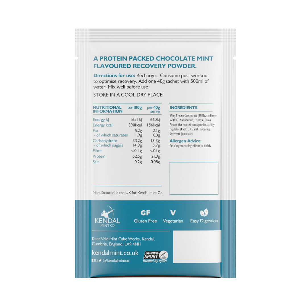 KMC PRO MIX Molkenprotein-Regenerationspulver | Schokoladen-Minz-Geschmack | 12 x 40g