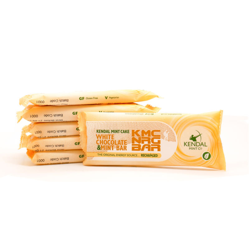 KMC NRG BAR: White Chocolate Coated Kendal Mint Cake 50g (Clearance)
