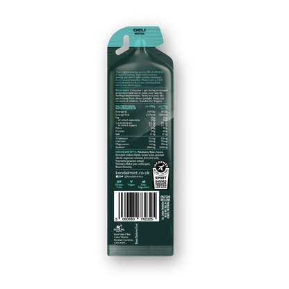 KMC GEL X 45g carbohydrate energy gel nutrition panel back of pack