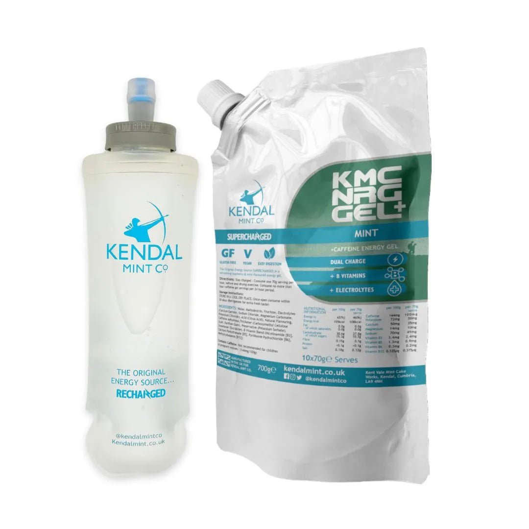 KMC NRG GEL+ Refill Pouch & 500ml Flask Bundle: Mint Caffeine