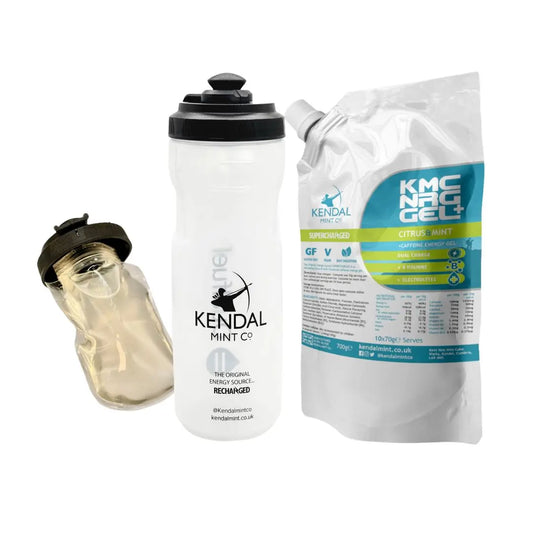 KMC NRG GEL+ Nachfüll- & DualFuel-Flaschen-Bundle – Citrus & Minze Koffein (10 x 70g)