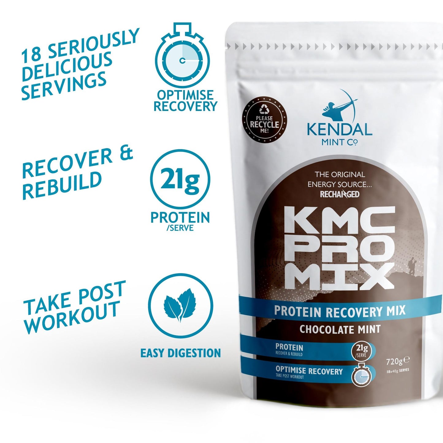 KMC PRO MIX Whey Protein Recovery Chocolate Mint Flavour (CLEARANCE)