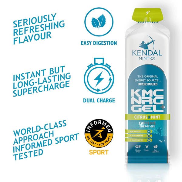 KMC NRG GEL+ Citrus & Mint Caffeine Flavour Bundle L (48x70g Gels) - Bundle - Kendal Mint Co® - 