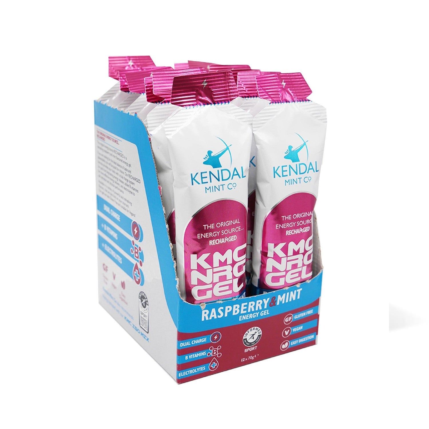 KMC NRG GEL Raspberry & Mint Energy Gel 70g - KMC NRG GEL - Kendal Mint Co® - 12 x 70g