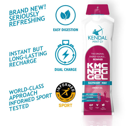 KMC NRG GEL Raspberry & Mint Energy Gel 70g - KMC NRG GEL - Kendal Mint Co® - 12 x 70g