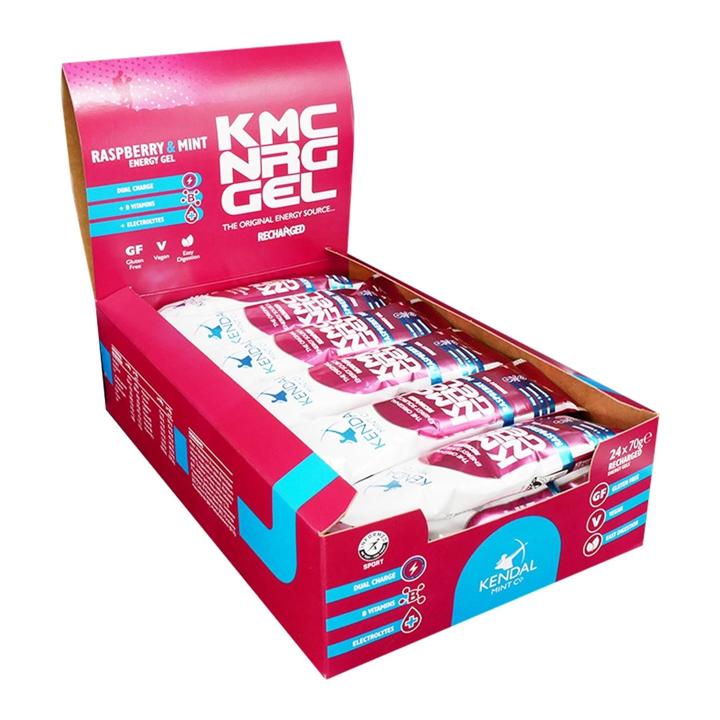 KMC NRG GEL Raspberry & Mint Energy Gel 70g - KMC NRG GEL - Kendal Mint Co® - 24 x 70g (Save)