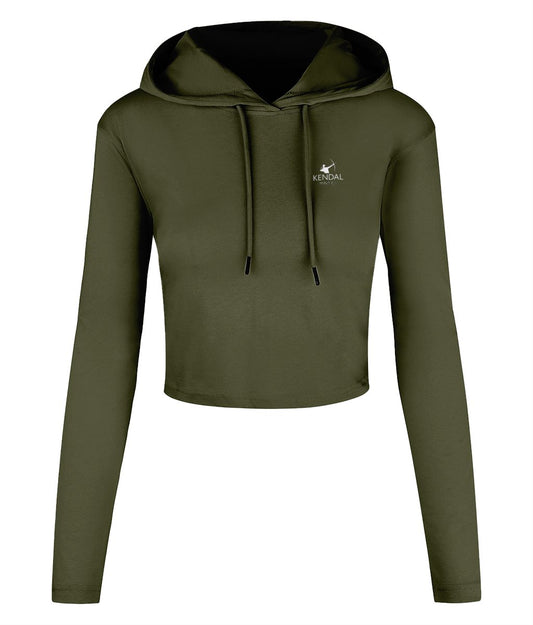 Women's Crop Top Hooded T - shirt - Crop Tops - Kendal Mint Co® - Olive Green